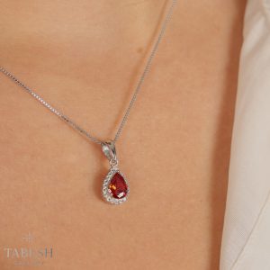 گردنبند-نقره-نگين-قرمز-كد-213-1