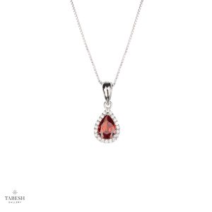گردنبند نقره اشک قرمز کد 213