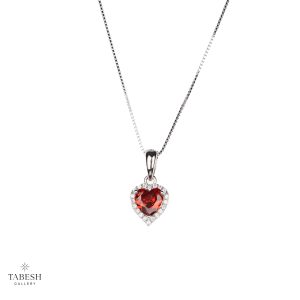 گردنبند نقره قلب قرمز کد 212