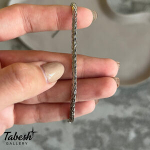 دستبند نقره مردانه حصیری کد 0312