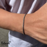 دستبند نقره مردانه سياه قلم كد 03111