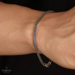 دستبند نقره مردانه ميرو سياه قلم كد 03112