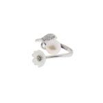 انگشتر نقره گل و مروارید کد 415