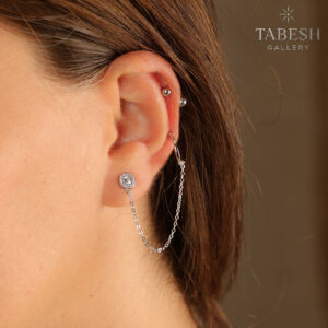 گوشواره نقره بخیه ای کد 113